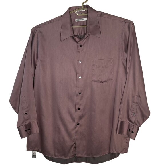 Geoffrey Beene Mens XL 17 1/2 33-35 Wrinkle-Free Sateen Dress Shirt Lavender - Picture 2 of 16